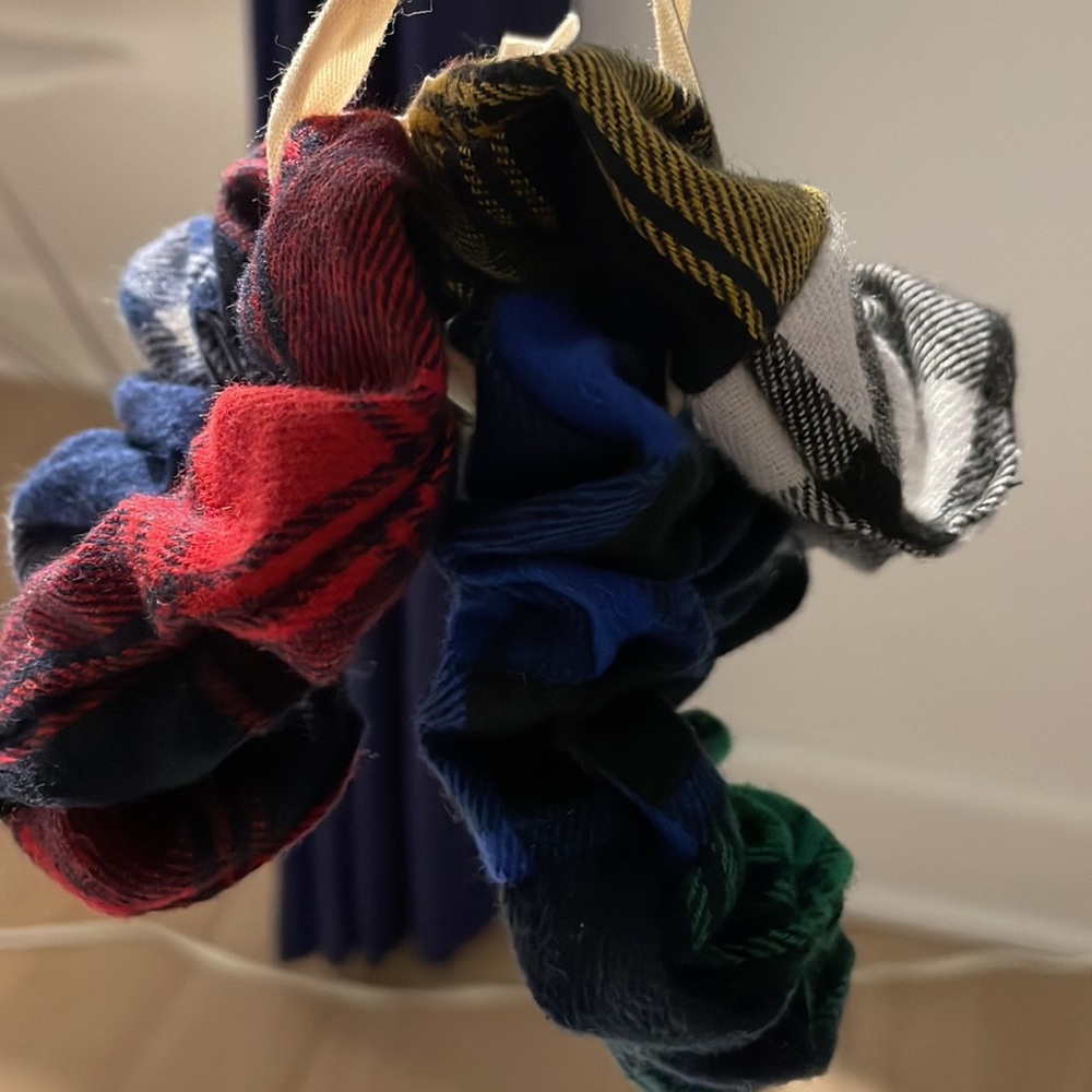 three flannel Scrunchies